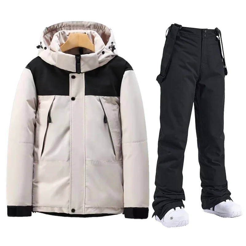 Winter Ski Suit Men Snowboard Down Cotton Jacket and Baggy Pants Thermal Waterproof Windbreaker Outdoor Snowmobile Clothing