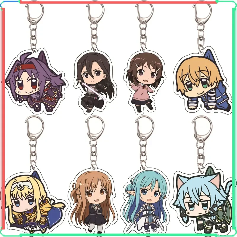 Llavero de 55 mm de Anime Sword Art Online, Kirigaya Kazuto, Yuuki Asuna, Strea Ayano, Keiko Sachi, Llavero de Acrílico, Lindos Regalos de Navidad
