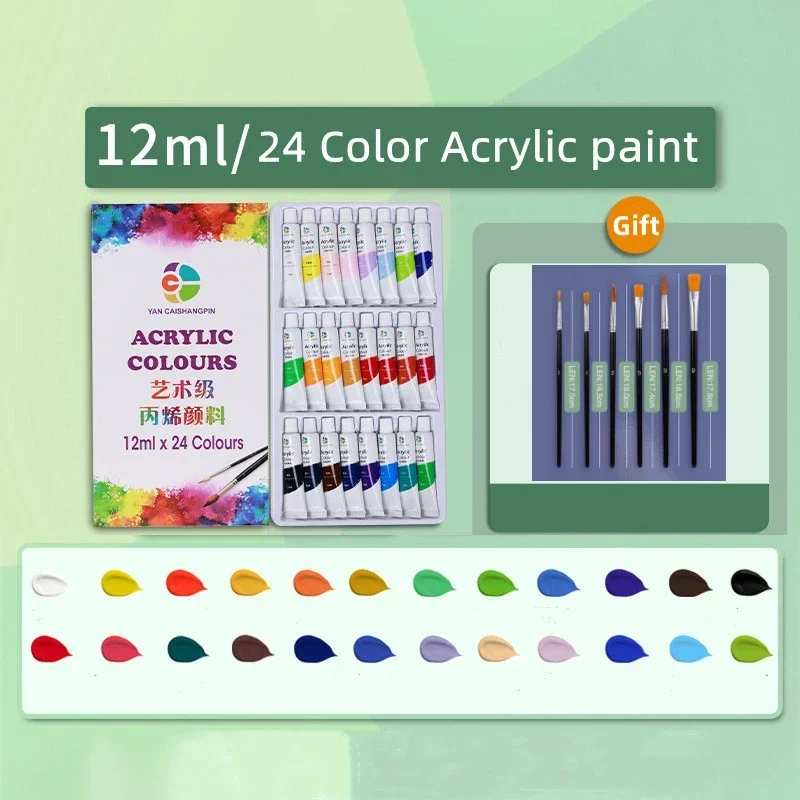 Imagem -04 - Pintura Acrílica 12 18 24 36 Cores 12ml Tubo Conjunto de Tinta Acrílica para Roupas Pintura de Vidro Pigmentos Ricos para Pintura de Artistas