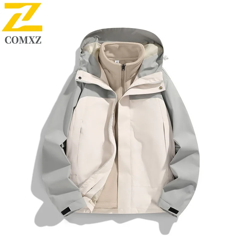 

COMXZ 3-in-1 Premium Classic Jacket for Men Outdoor Expedition Wind Resistant Motorcycle Coat Cozy Stylish Autumn Men Clothing