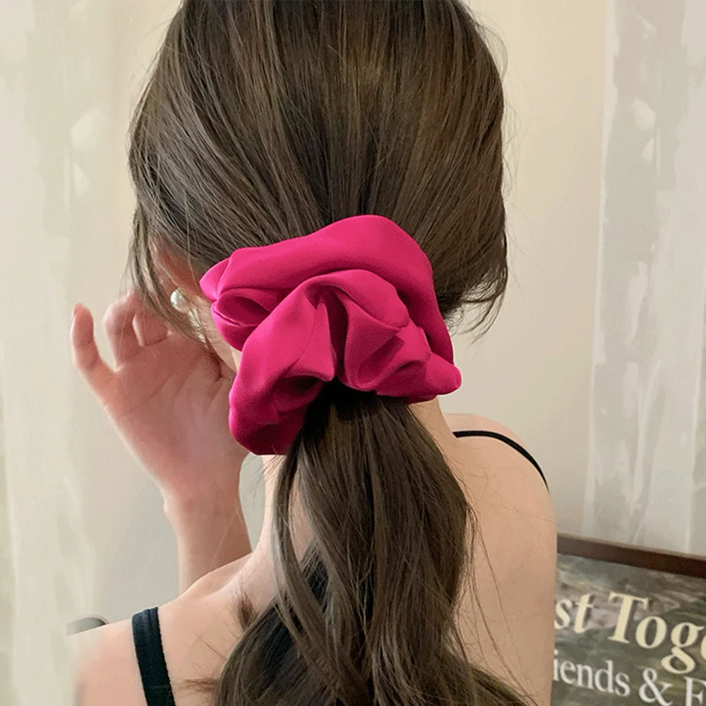 Elegant Satin Elastics Hair Band Solid Color Scrunchies for Women Girl Ponytail Holder Hair Rope Korean Hairband Hair Accessoire