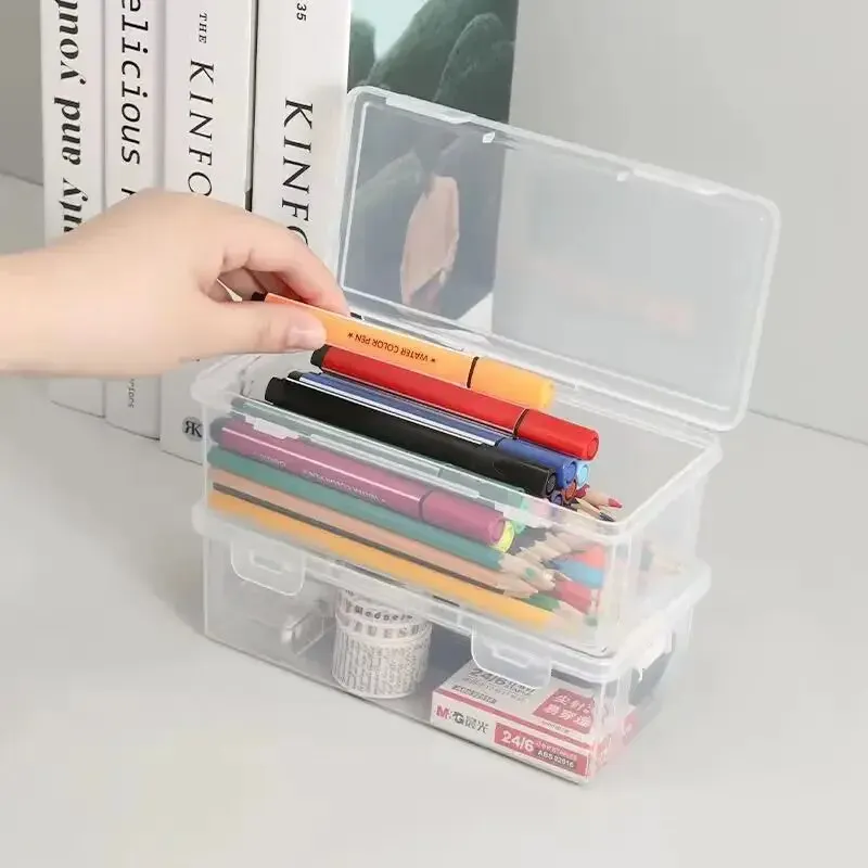 1PC Transparent Pencil Case Sketch Plastic Pencil Case Storage Case Art Student Pencil Case Large Capacity Toolbox