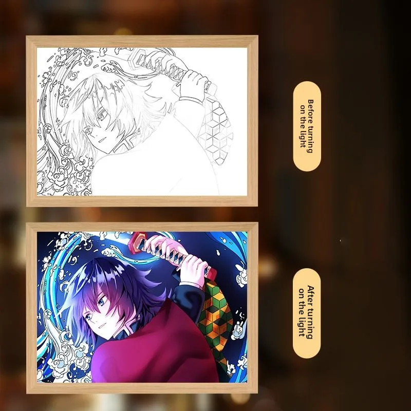 

Demon Slayer Tokitou Muichirou Anime Cartoon Cute Student Poster Light Painting Bedroom Atmosphere Night Light Decoration Gift