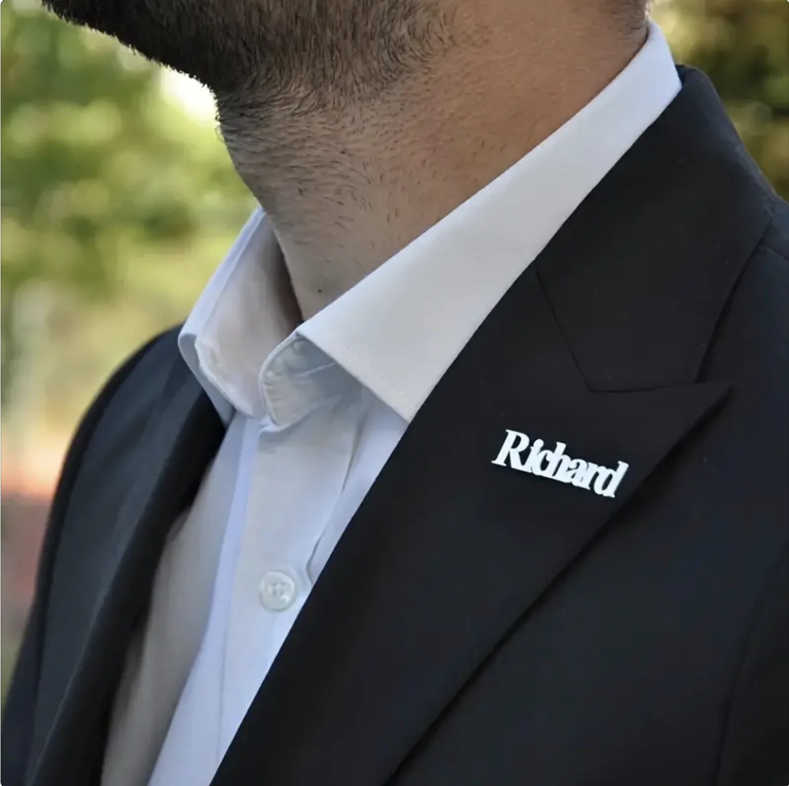 Pin de solapa con nombre personalizado para hombre, elegante, de acero inoxidable, perfecto para trajes y camisas, regalo Ideal para el Día del Padre