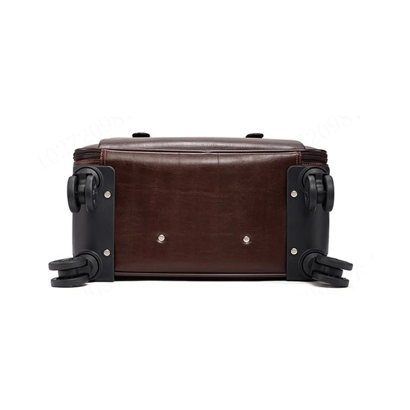 Valise à roulettes en cuir véritable pour hommes et femmes, cuir de vachette, valise à roulettes, roues universelles, valise d'embarquement d'affaires, 16 po, 20 po