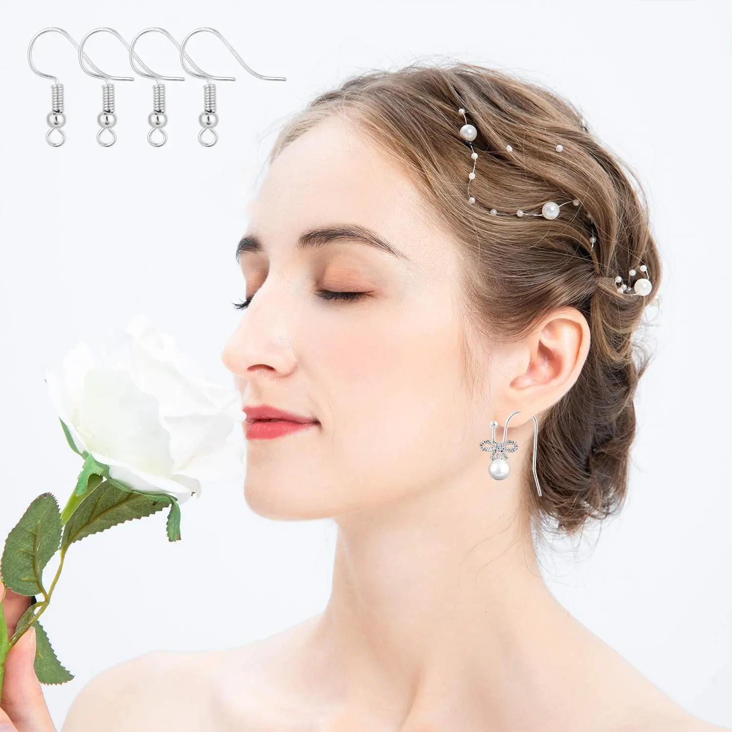 120pcs Silvery Earring Hooks Hypoallergenic Silver Jewelry Making Supplies Findings Ear Wires Fish Hooks Nickel Free