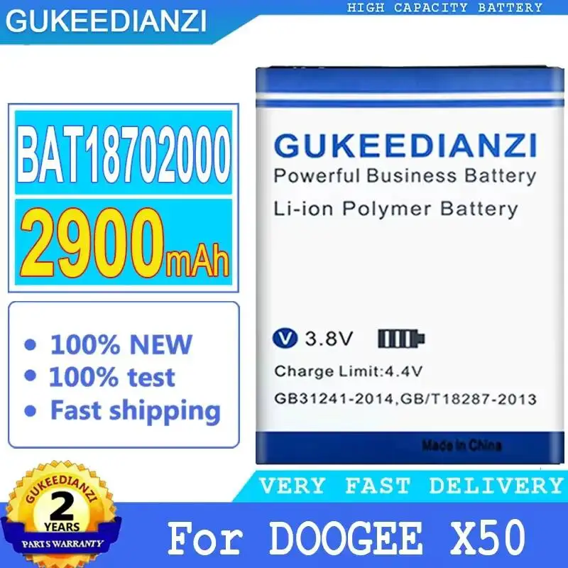

BAT18702000 Аккумулятор для мобильного телефона Doogee X50, высокопроизводительный, 2900 мАч