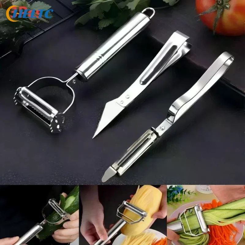 1/3Pcs Stainless Steel Vegetable Peeler Set Multifunctional Fruit Slicer Cutter Tools Potato Carrot Grater Julienne Peeler