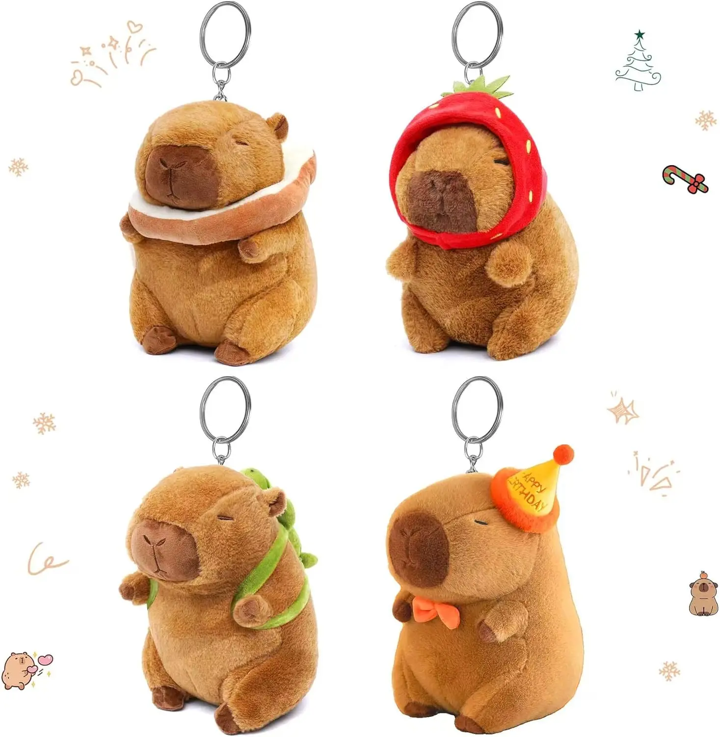 

Cute Capybara Plush Keychain Set, Mini Stuffed Animal Gift for Kids Birthday Party Decorations