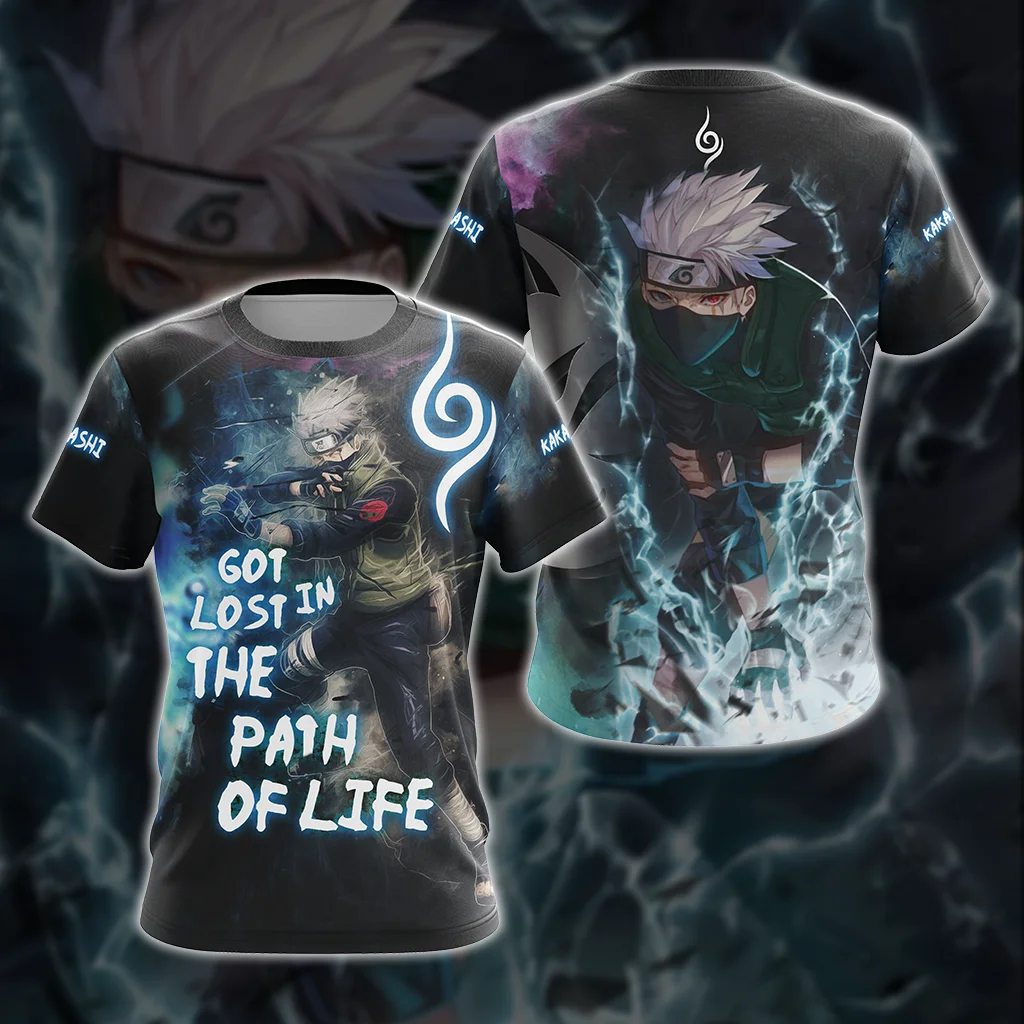 Kakashi Naruto Anime T-shirt Men Women 3D All Over Print Lightning Effect Graphic Short Sleeve Tee Ninja Anime Fan Top
