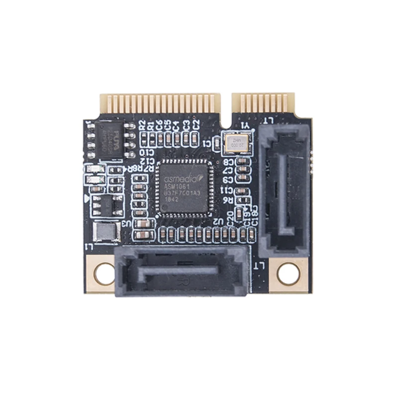 Mini PCI Express to 2 Ports SATA 3.0 Expansion Card Mini PCIe to Dual SATA3 6Gpbs Add On Cards ASM1061 Chip Support SATA HDD SSD