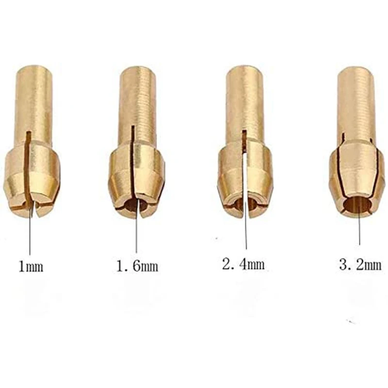Brass Chuck Set 8 Pieces Of Brass Chuck Is Suitable For Dremel Rotary Tools, Including 4 Sizes (1/1.6/2.3/3.2Mm)