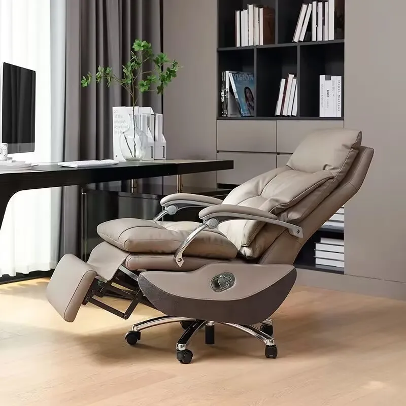 Modern Comfortable Boss ChairWireless USB Charging Electric massage Office ChairRecliner Cowhide Chair