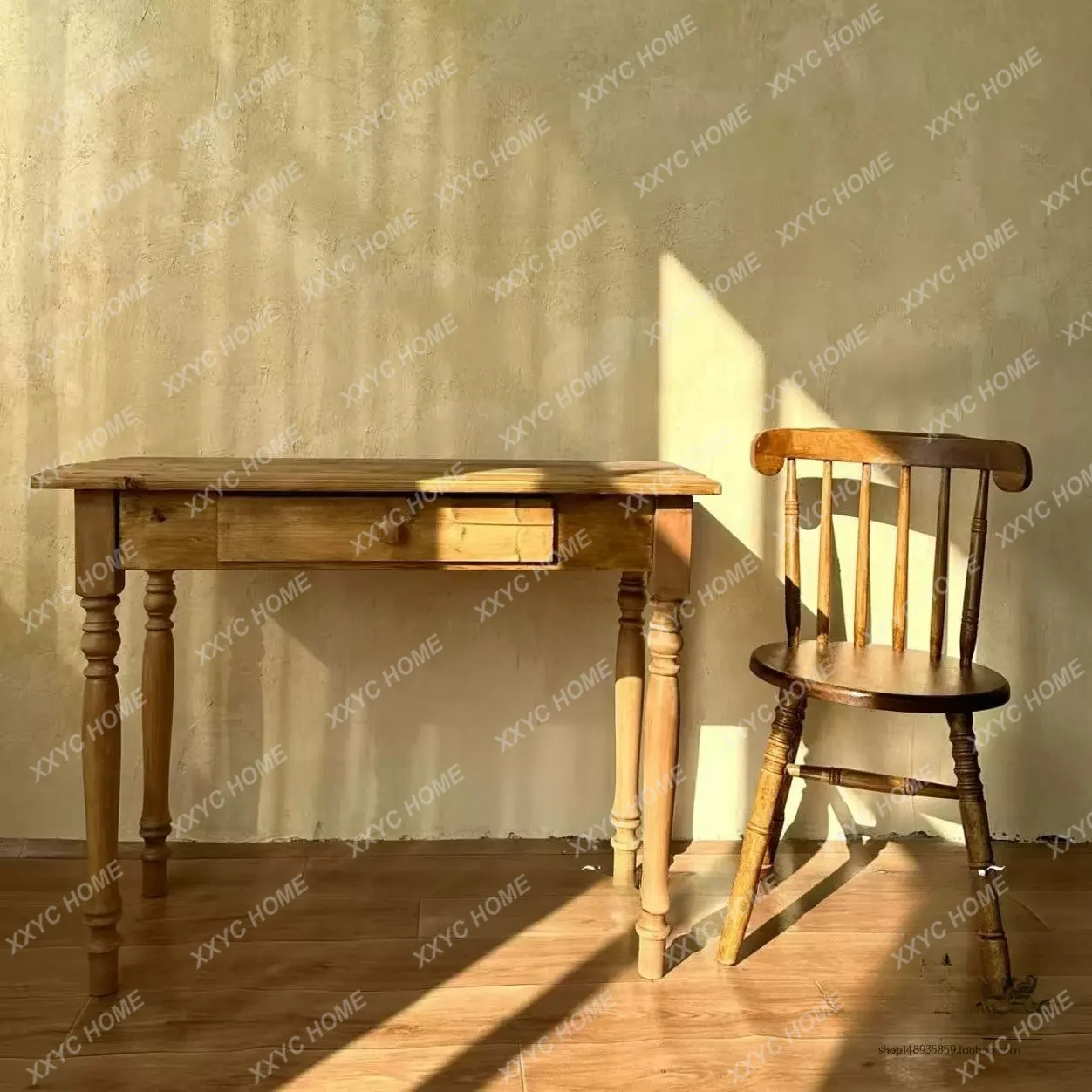 Retro solid wood desk farm medieval coffee dining table computer writing table shooting small side table