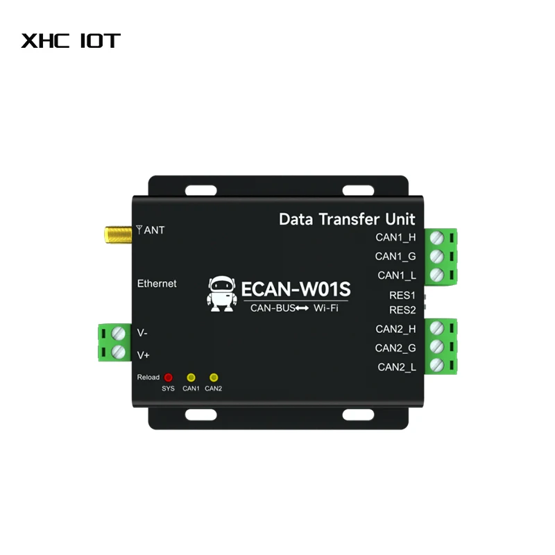 

CAN2.0 to WiFi TCP Gateway Protocol Conversion Serial Server XHCIOT ECAN-W01S Dual Channel CAN-BUS to WiFi AP/STA Dual Mode