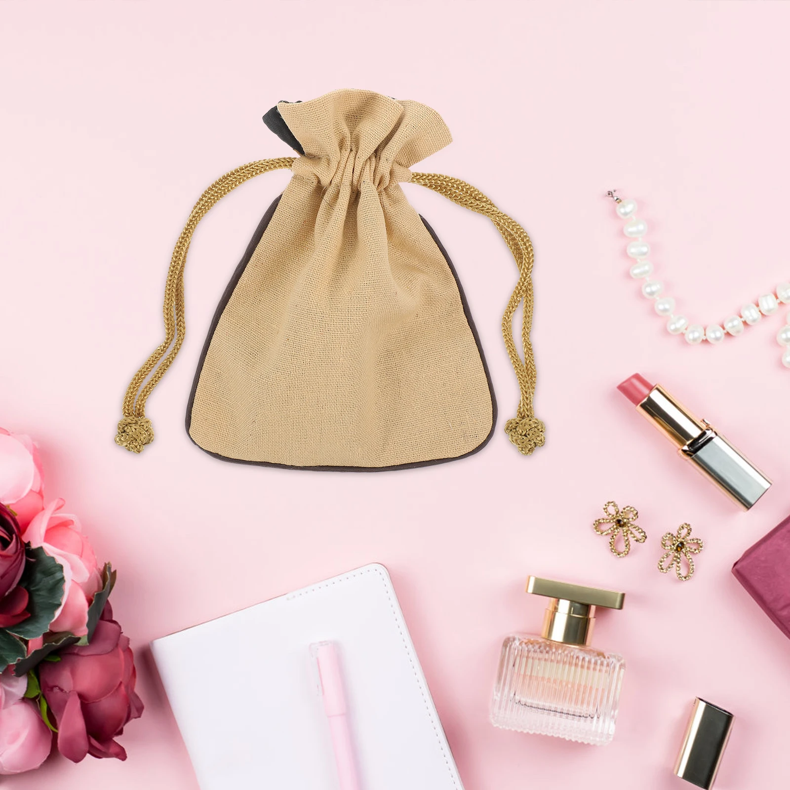 

Microfiber Jewelry Bag Brown Drawstring Pouch for Necklace Ring Storage Watch Protection ganizer Accessories Travel Home Use