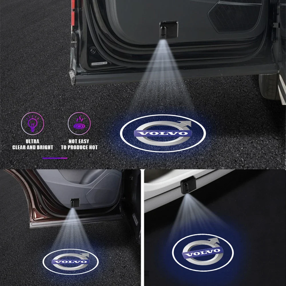Car Door HD Welcome Light Wireless Projector Induction Lamp For Volvo EX30 XC60 XC40 V60 V40 XC90 XC70 V50 S60 V70 S90 AWD T6