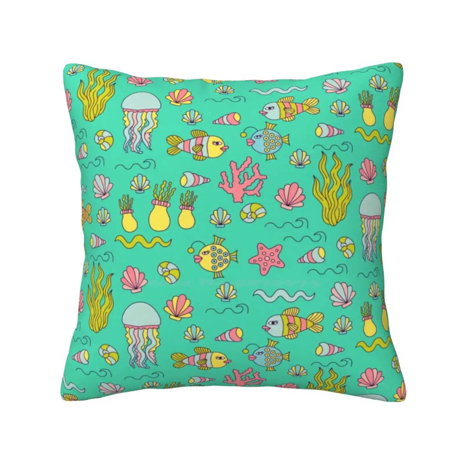 Underwater Fashion Sofa Throw Pillow Cover Pillowcase Tail Line Vector Magic Symbol Swimming Childish Character Summer Graphic