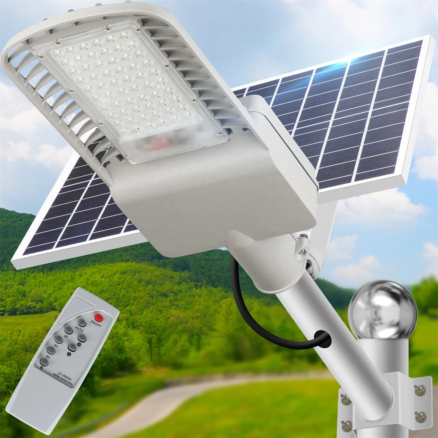 

1000W Remote Control LED Solar Street Light Dusk To Dawn Solar Parking Lot Lights IP65 Waterproof Outdoor Solar Flood Light