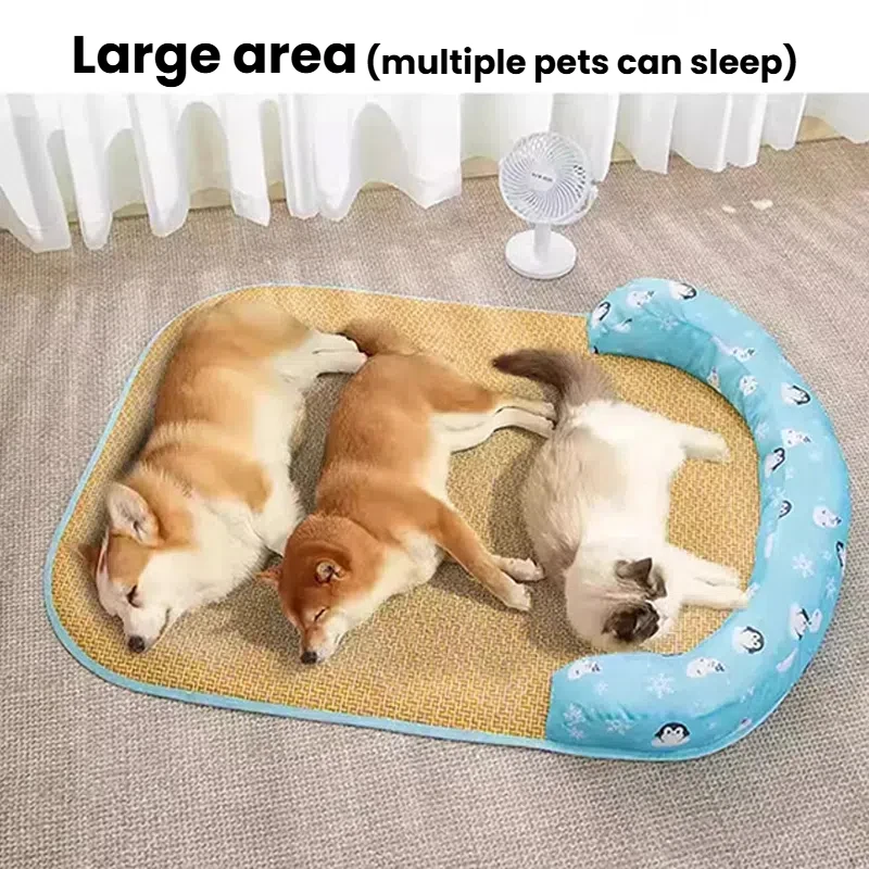 

Pet Cat Mat Summer Dog Sleeping Mat Ice Silky Cooling Puppy Kennel Antislip Neck Support Small Cat Bed Accessories