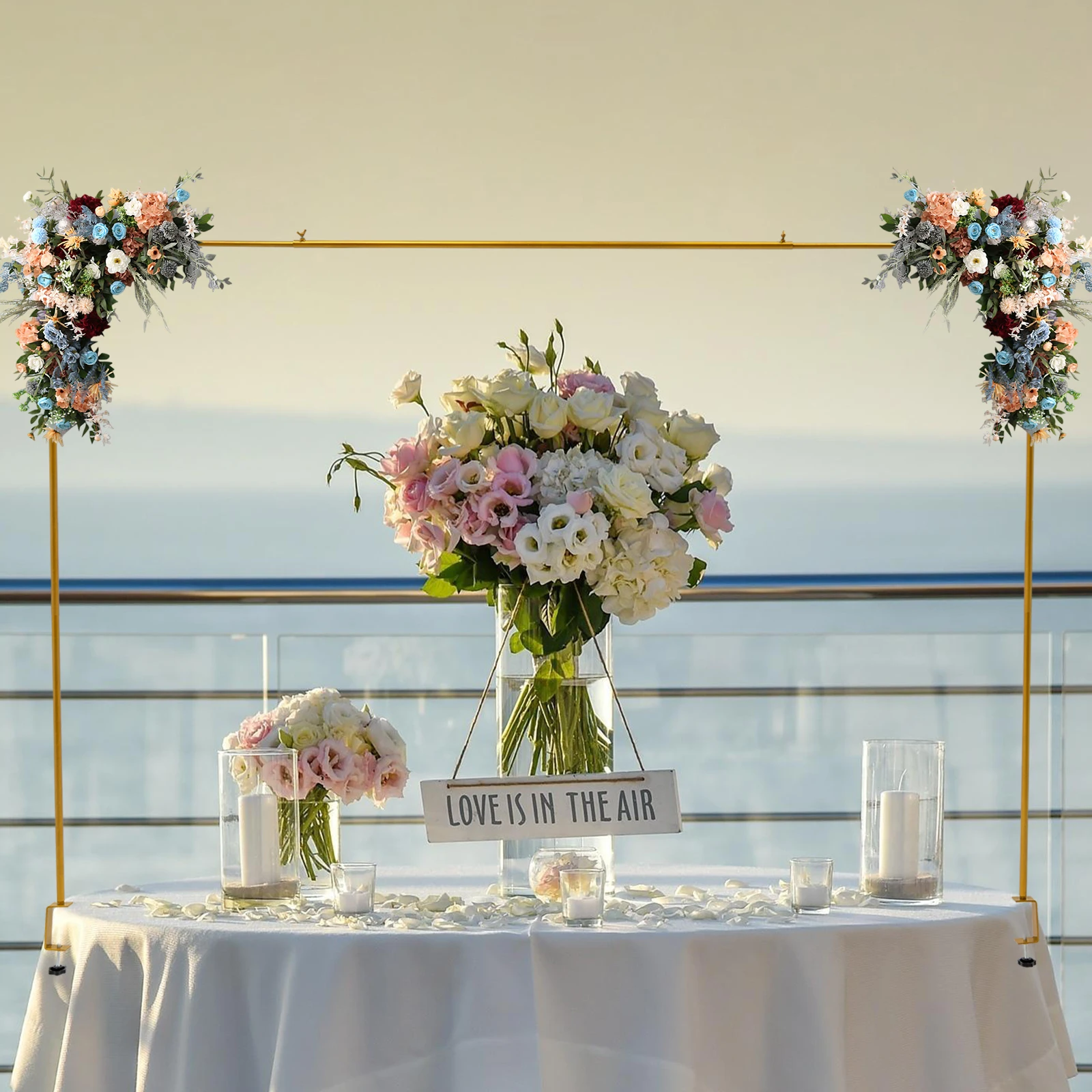 

Adjustable Table Stand With Table Clamps For Weddings, Birthday Parties, Christmas Parties Sturdy & Durable Gold