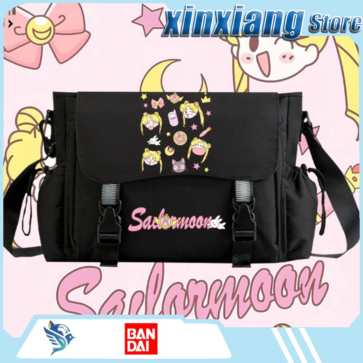 

Bandai Sailor Moon messenger bag Men's and women's shoulder bags Student Envelope Packet comics souvenirs trendy toys animation