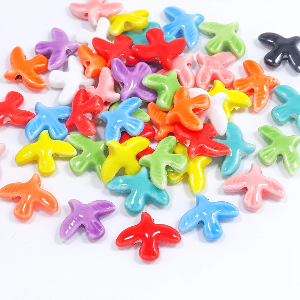 10pcs Dove Of Peace Ceramic Beads For DIY Jewelry Making Earring 17x14mm Mini Pigeon Porcelain Bead DIY Handicraft Accessories