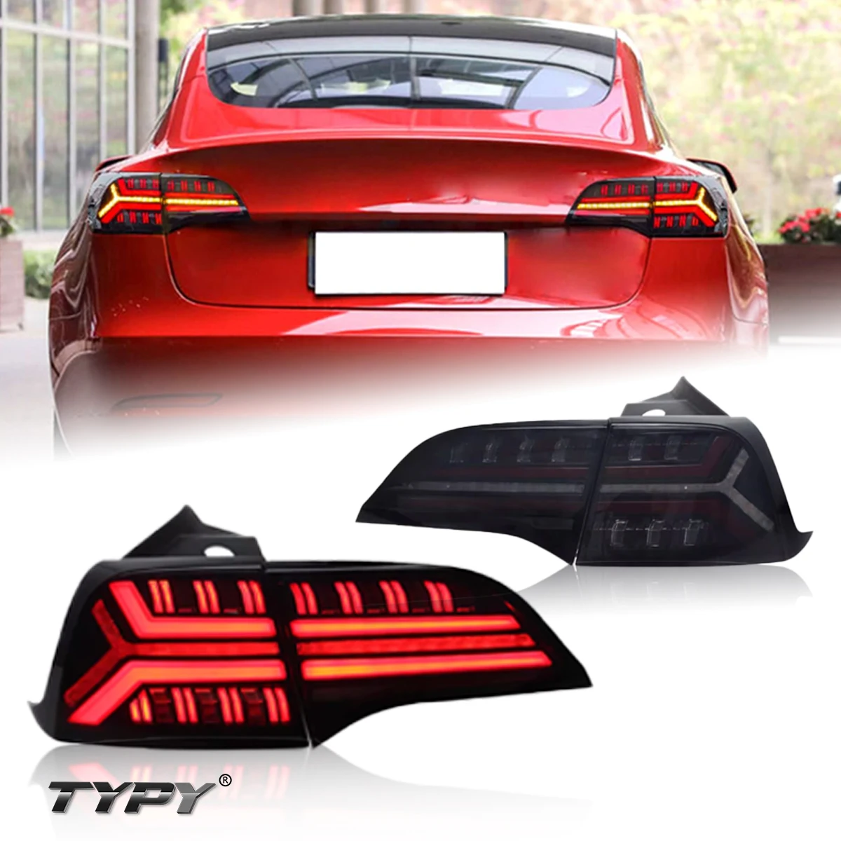 

TYPY New LED Car Taillights For Tesla Model 3/Y 2016-2024 Taillight Signals Auto Accessories Dynamic Turn Running Lights