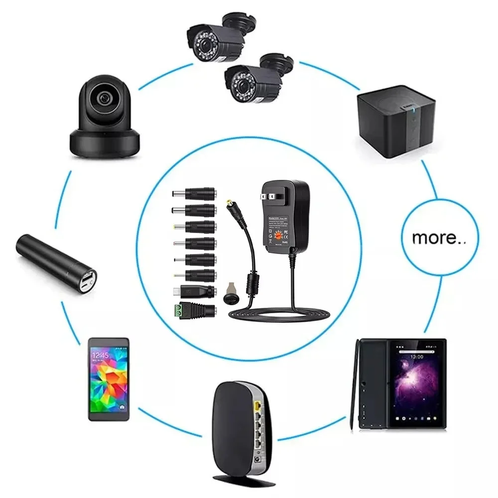 DC 3V 4,5V 5V 6V 7,5V 9V 12V 30W Adapter US EU UK AU Einstellbare Netzteile USB 2.1A Universal Ladegerät Schalter Netzteil – Detail 4