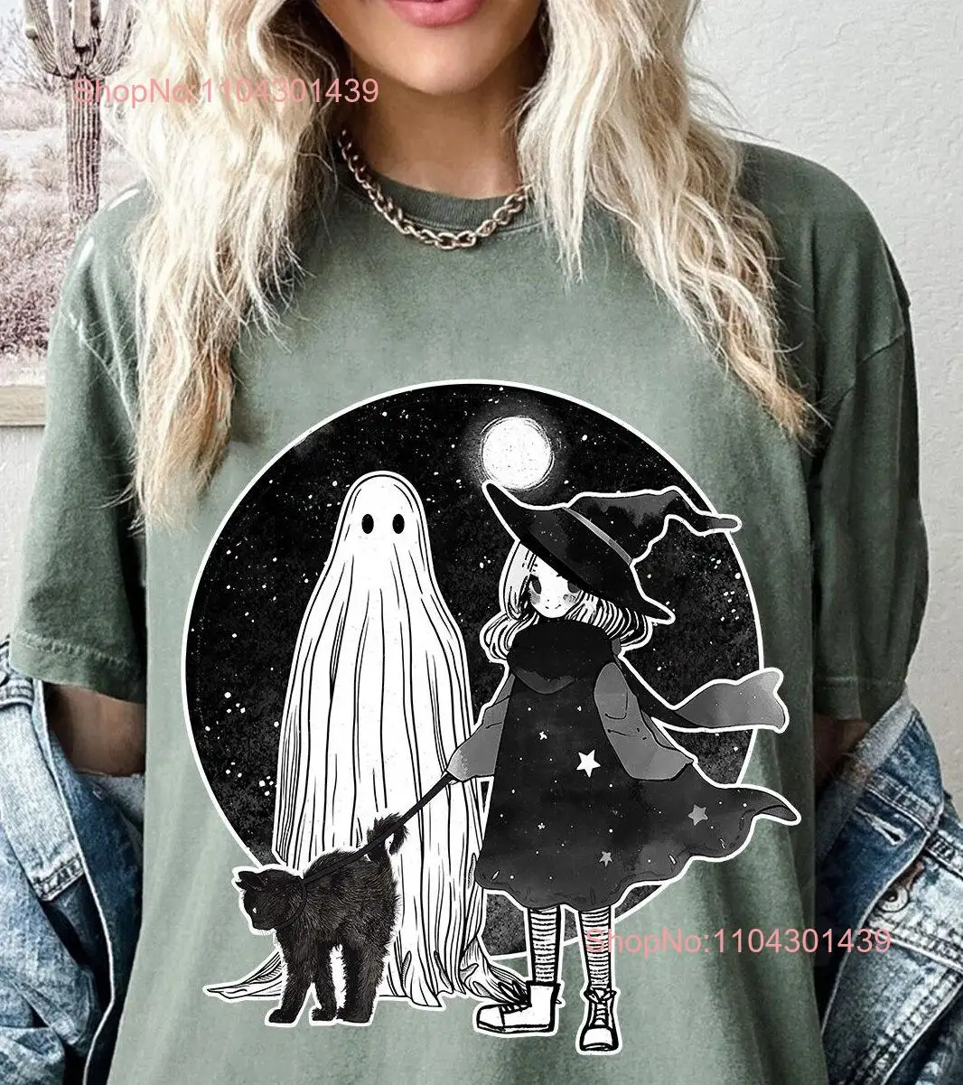 Comfort Colors Halloween T Shirt Ghost and Witch Vintage Retro Spooky Season long or short sleeves