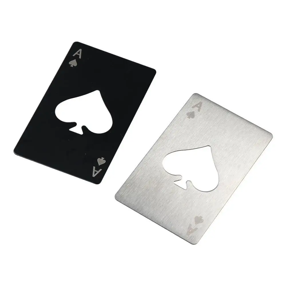 Stainless Steel Bottle Can Opener Credit Card Size Silver/Black Wine Metal Opening Tool Spade A Creative