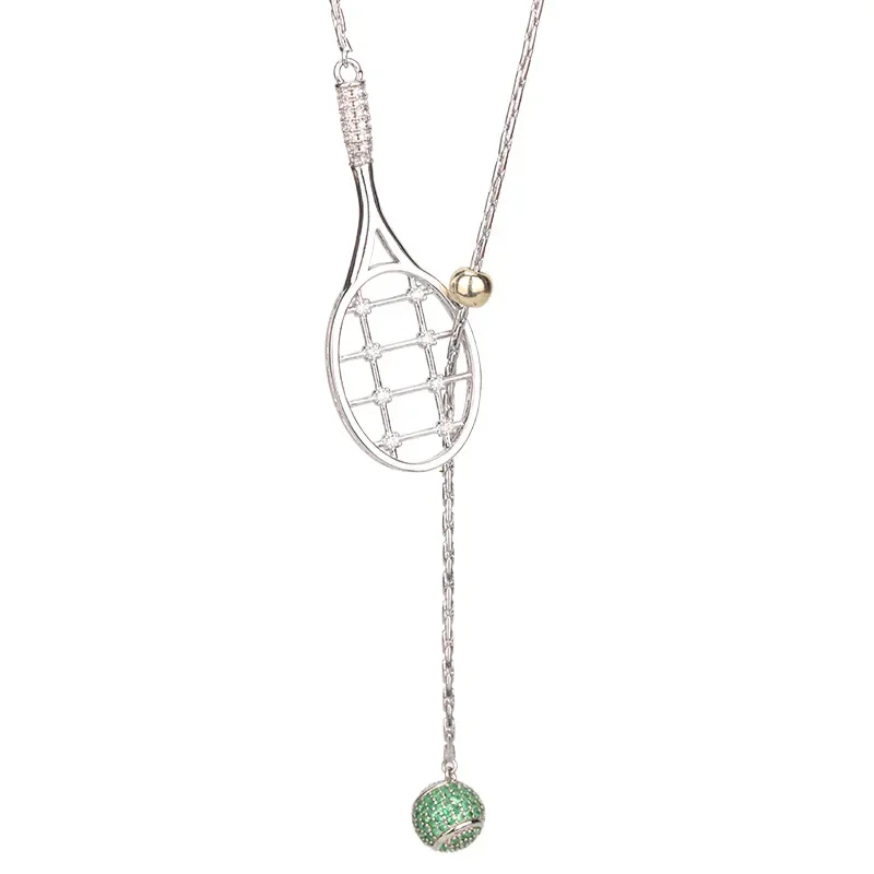 

Sporty personality tennis racket, sweater chain, long autumn and winter versatile racket, pendant necklace, women's trend