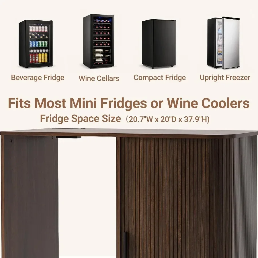 Coffee Bar Cabinet with Mini Fridge Space view 3