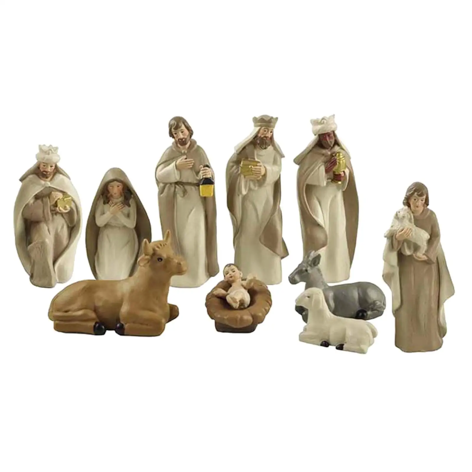 Set of 10 Christmas Nativity Set Scene Statues Resin Nativity Figurine