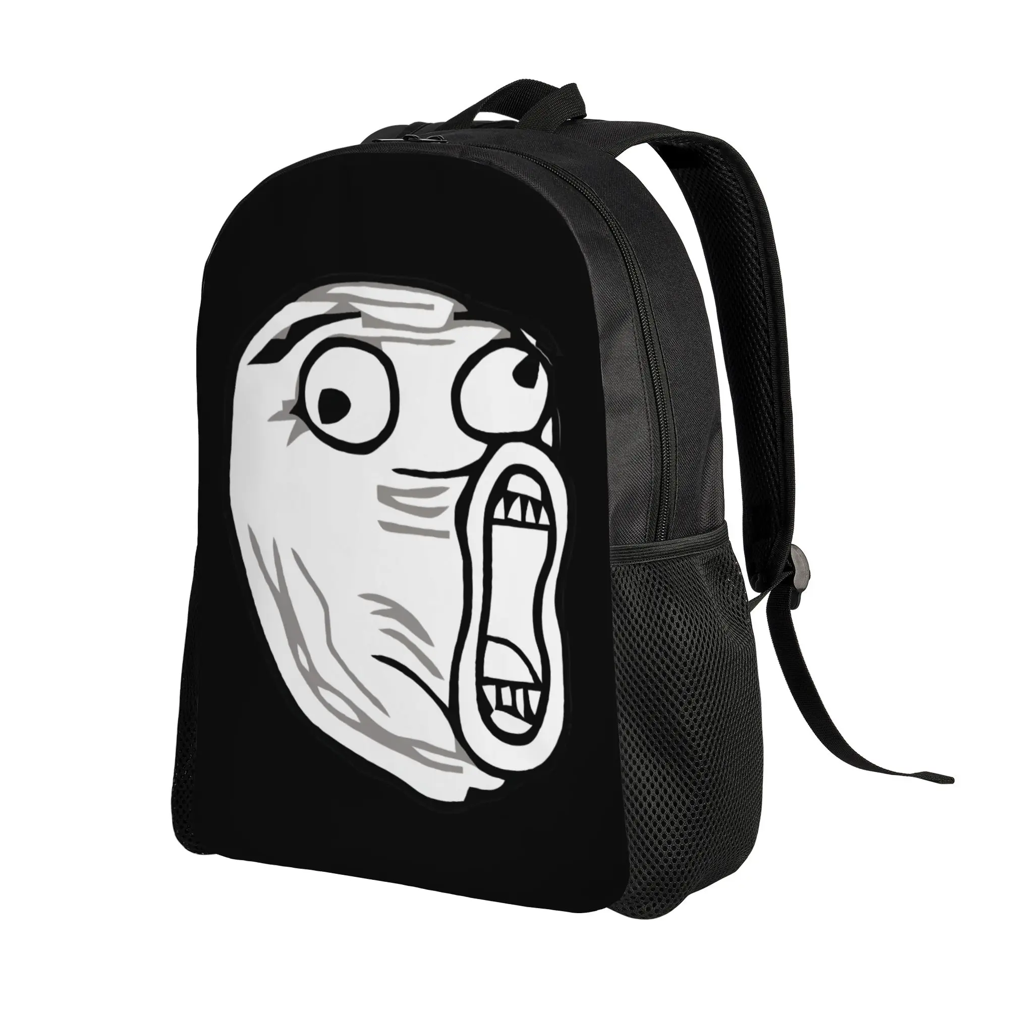 Custom Trollface Funny Laptop Backpack Women Men Basic Bookbag for School College Student Wacky Bags