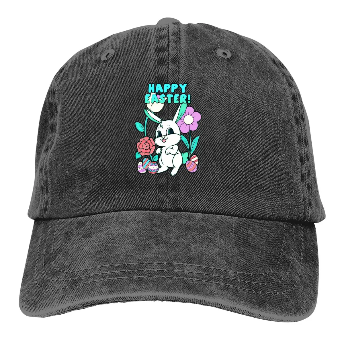 Pure Color Dad Hats Happy Easter bunny BY CALLISC Women's Hat Sun Visor Baseball Caps Rabbit Animal Pattern Peaked Cap