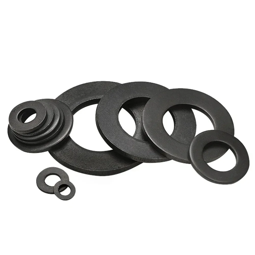 5/50pcs M2 M2.5 M3 M4 M5 M6 M8 M10 M12 M14 M16 M20 M22 M24 GB97 DIN125 Black Grade 8.8 Carbon Steel Flat Washer Plain Gasket Pad