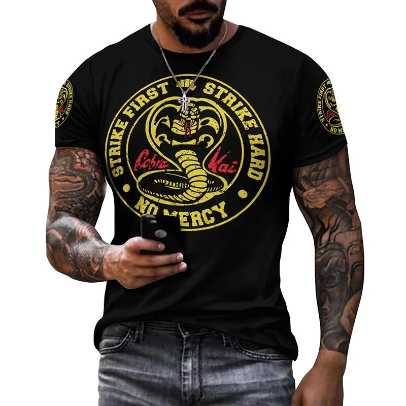 T Shirt gambar 3D lengan pendek musim panas baru t-shirt kerah bulat Cobra Kai atasan keren anak-anak laki-laki perempuan Streetwear kasual