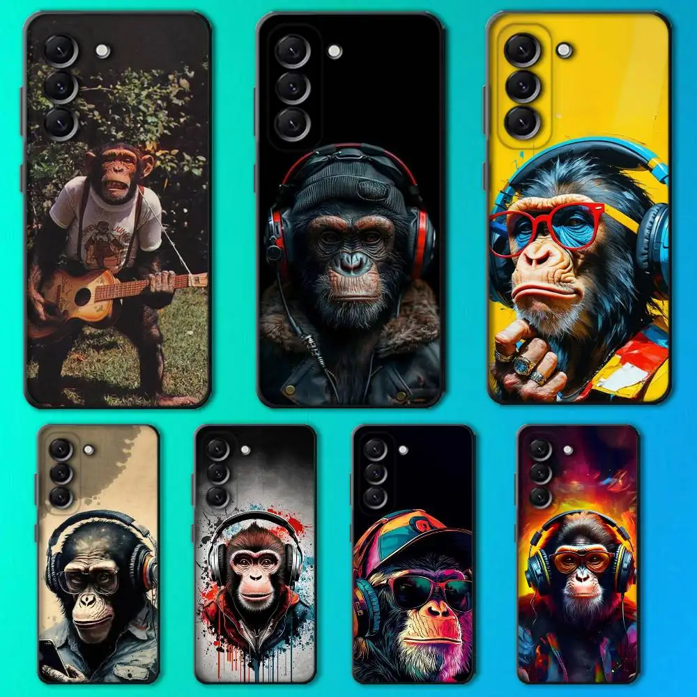 

Monkey Music Meme Phone Case For Samsung Galaxy A13,A21s,A22,A31,A32,A52,A53,A71,A80,Soft Black Shell