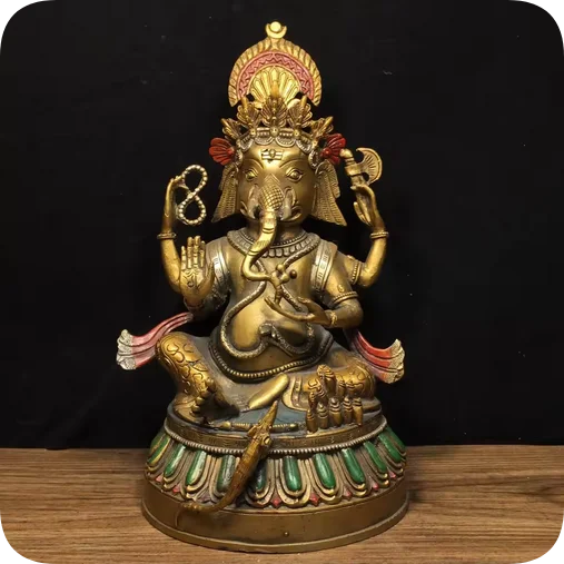 Copper Statue Tibet Buddhism Paintings Bronze Ganapati Ganesh Lord Ganesha Elephant Buddha Statue