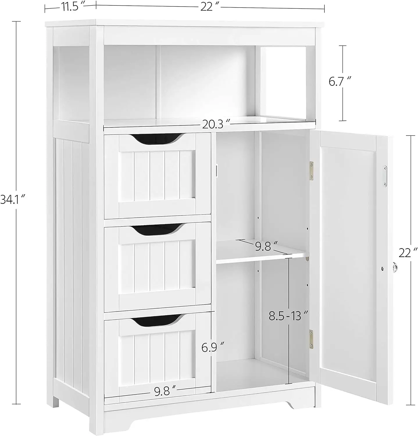 ตู้วางพื้นห้องน้ำเข้ามุม Comfort ตู้ออแกไนเซอร์จัดเก็บไม้ยืนฟรีสำหรับห้องครัว/ห้องนั่งเล่น/ห้องน้ำ