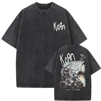 Camiseta de banda de Rock Korn Ftl 25 para hombre, camisa con estampado de doble cara, informal, gótica, de gran tamaño, lavada, Vintage, Unisex