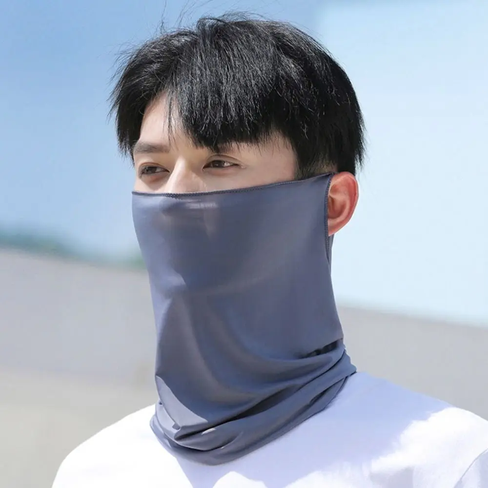 Head Face Neck Gaiter Breathable lce Silk Bandana Elastic Hanging Ear Cool Face Scarf Face Cover Scarf Men Women
