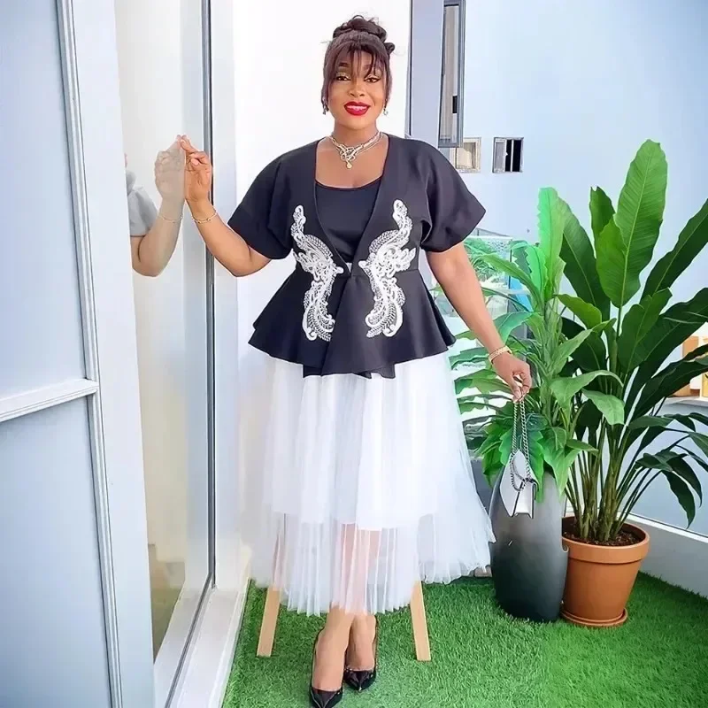 Robe African Wedding Dresses for Women Elegant Plus Size Africa Clothes Office Lady Party Dress with Coat Dashiki Ankara Outfits image 2