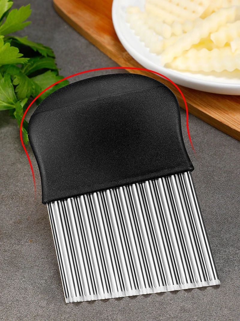Cuchillo cortador arrugado, rebanador ondulado arrugado, cortador de verduras para patatas fritas, picadora de verduras ondulada, rebanador de patatas fritas, patatas fritas