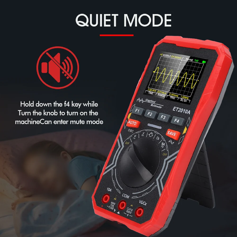 ET2010A Handheld Oscilloscope and Multimeter with 2.4-inch Color Display 1MHz Bandwidth Auto Sleep 4000 Count DMM