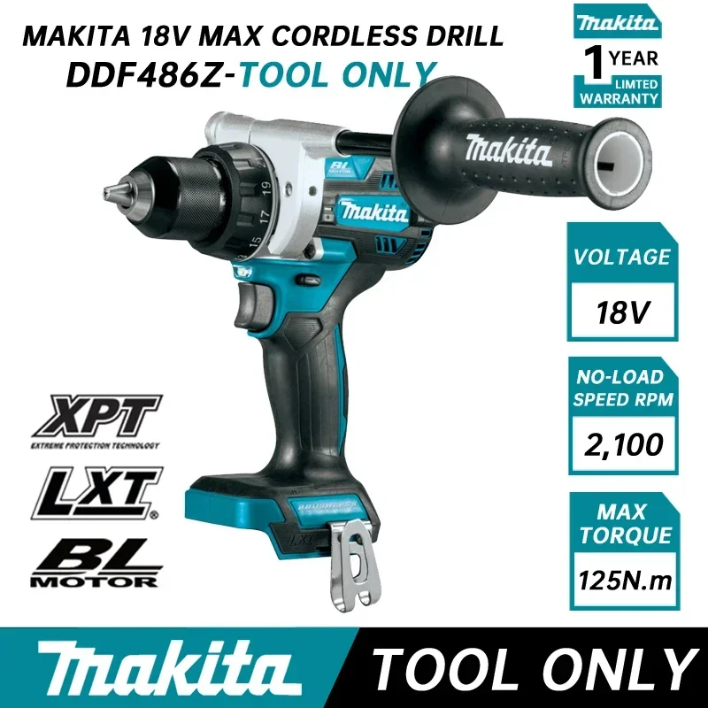 MAKITA DDF486 Cordless Driver Drill 18V Brushless Heavy Duty Driver Drill Skin With Variable Speed DDF486Z Power Tool For Makita