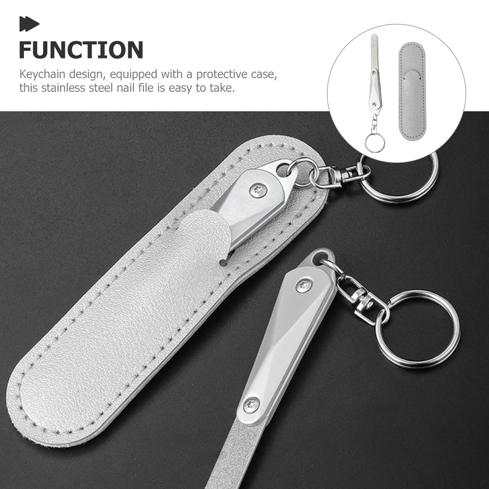 

Stainless Steel Nail File Metal Double Sided Nail Trimmer Protective Case Portable Manicure Pedicure Tool Keychain Design
