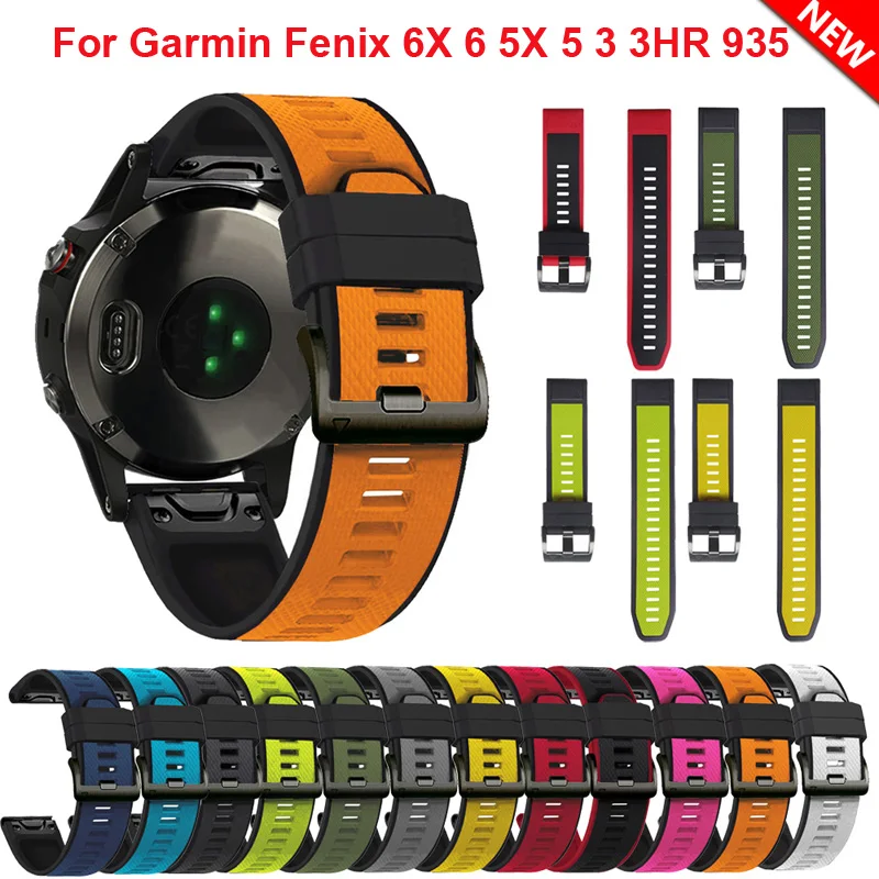 26 22mm Quick Release Watch Band Straps For Garmin Fenix 6 6X 5X 5 3 3HR S60 MK1 Forerunner 935 945 Easyfit Silicone Wirstband