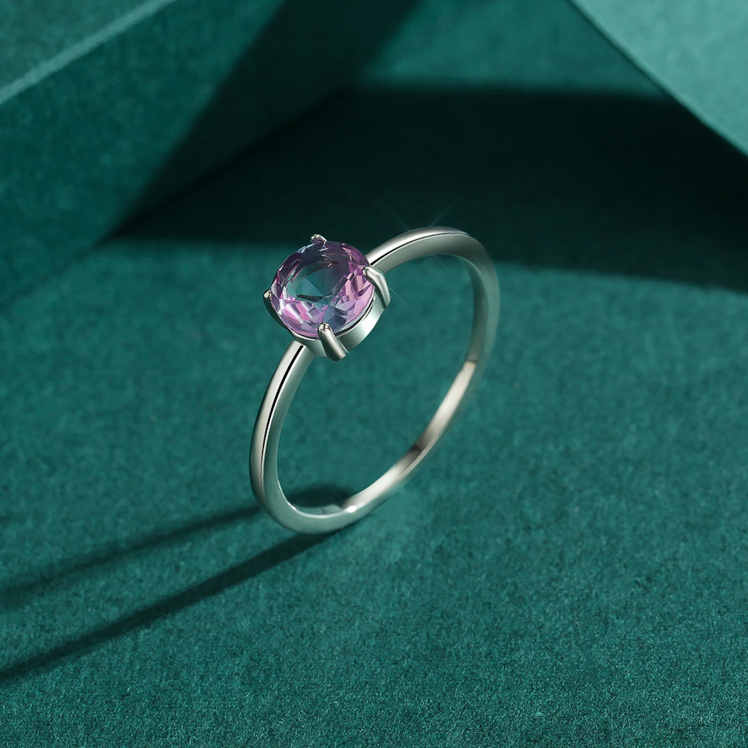 Modian Authentic 925 Sterling Silver Classic Romantic Round Sparkling Watermelon Tourmaline Finger Ring For Women Female Jewelry